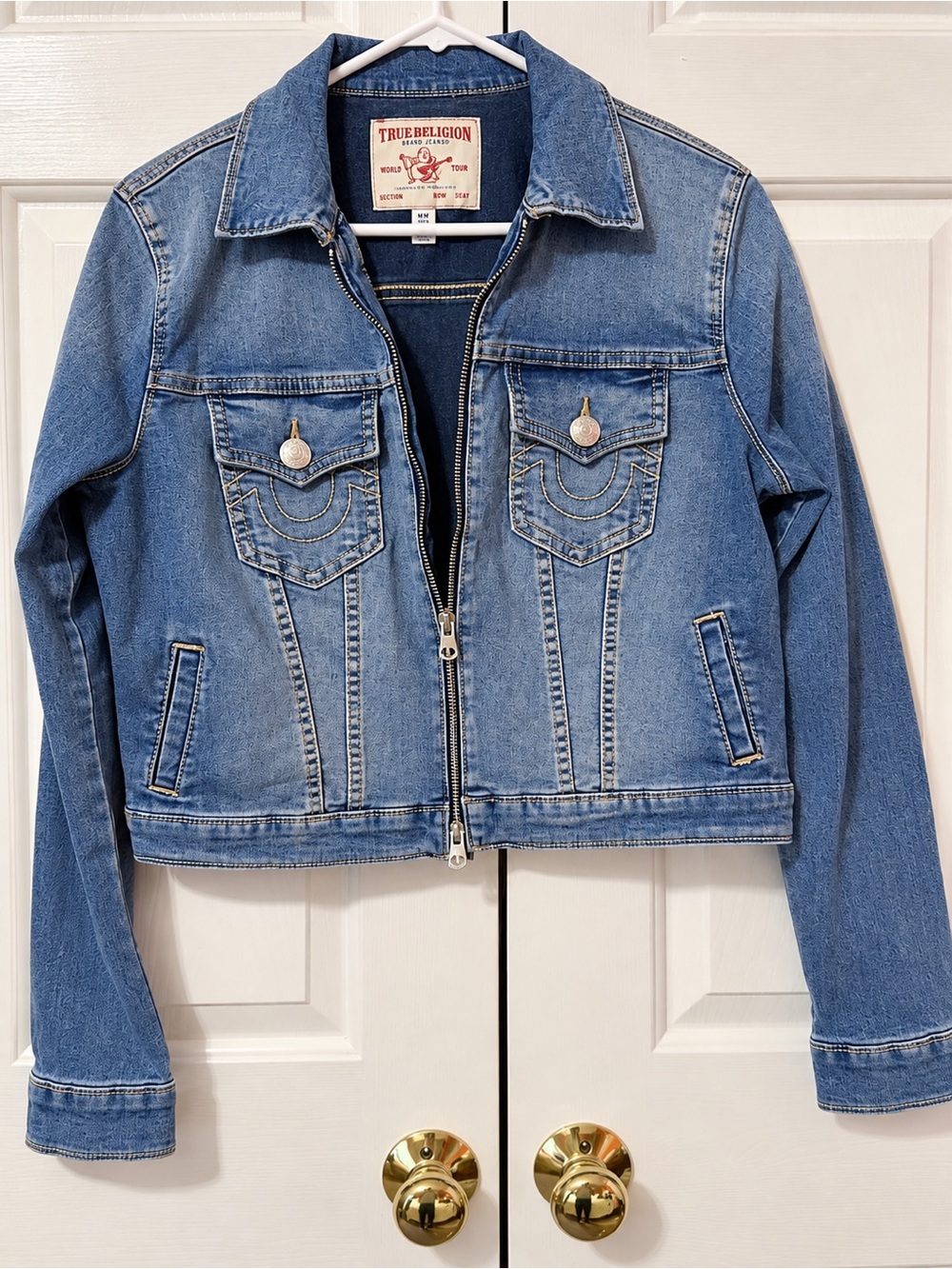 True Religion Womens Light Blue Denim Jacket - Zip Front
